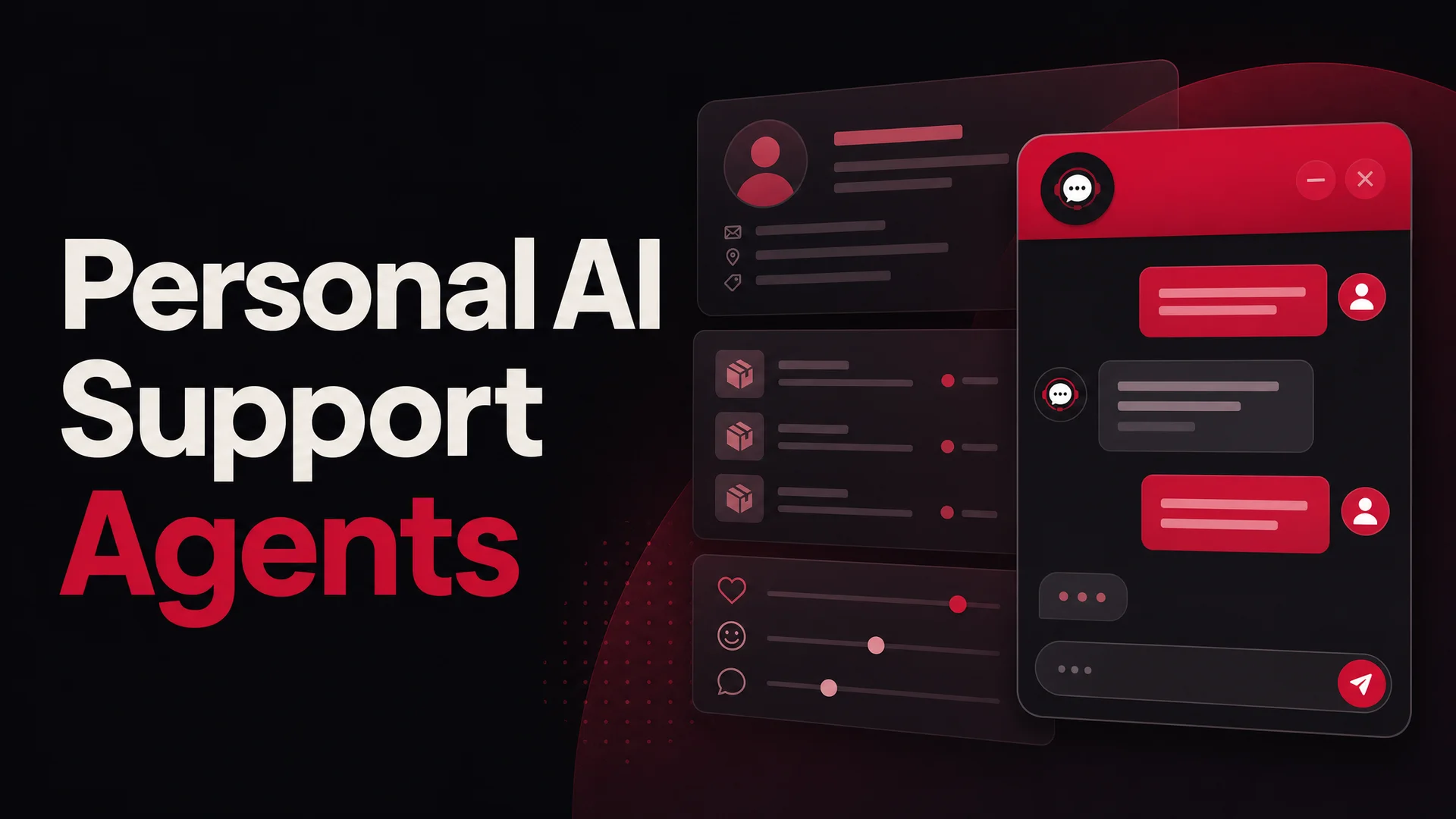 A stylized chat interface where the agent's response visibly references a customer's order history, preferences, and past tickets